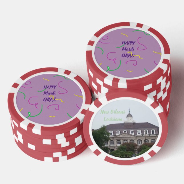 Happy Marfi Gras Poker Chip (Stack)