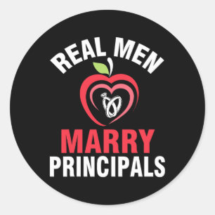 Happy Married Wedding Bride Groom Real Men Marry P Classic Round Sticker