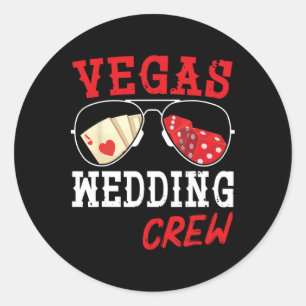 Happy Marry Bride Groom Husband And Wife Vegas Wed Classic Round Sticker