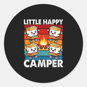 Happy marshmallow camper kids toddler boy cute classic round sticker