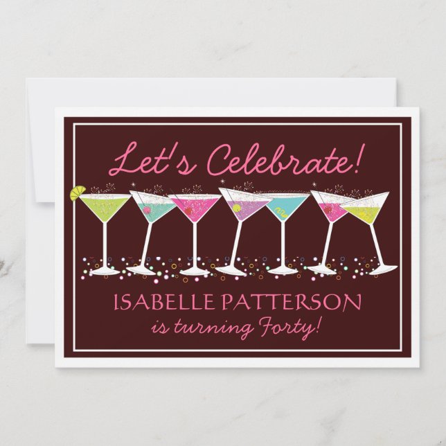 Happy Martinis Milestone Birthday Party Invitation (Front)