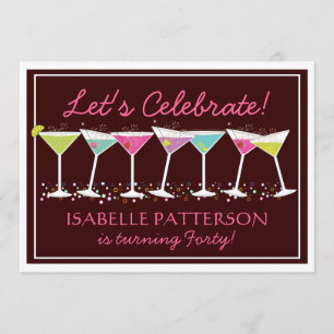 Happy Martinis Milestone Birthday Party Invitation