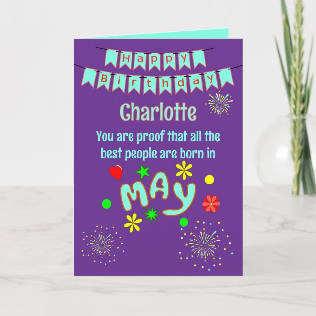 Happy May Birthday Folded Greeting Card (Front)