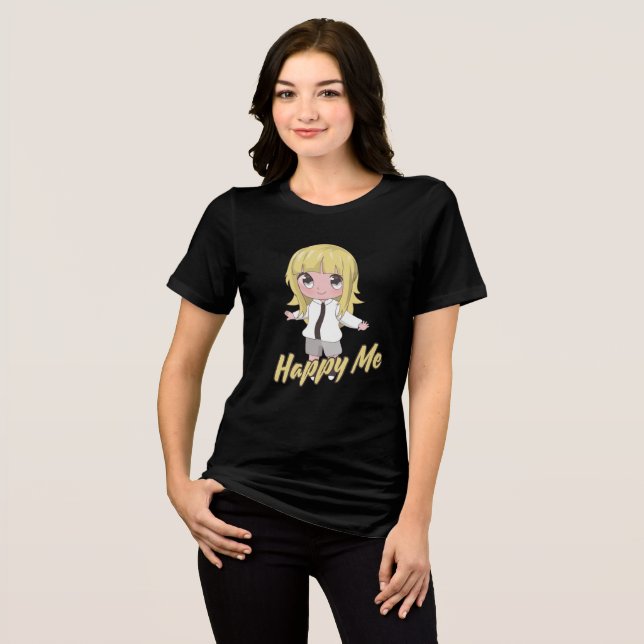 Happy Me Chibi-Anime  Tri-Blend Shirt (Front Full)