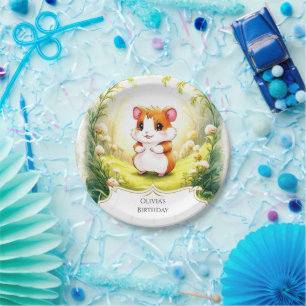 Happy Meadow Hamster Birthday Paper Plate