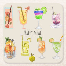 Happy meal Cute cocktail Watercolor party pink