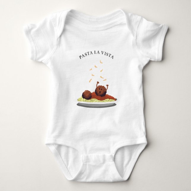 Happy Meatball "Pasta La Vista!" Baby Bodysuit (Front)