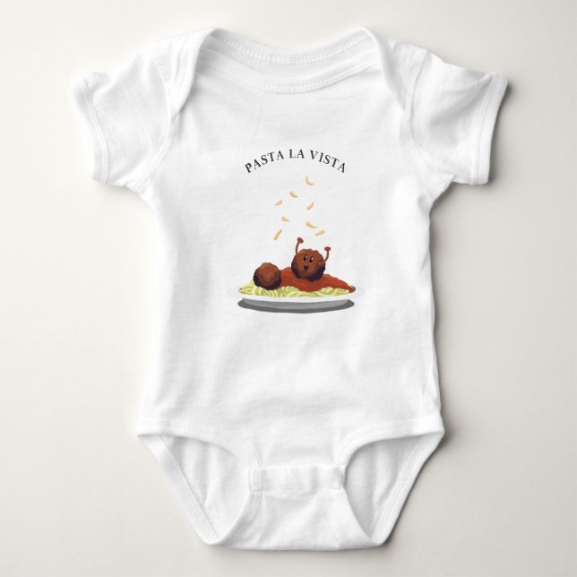 Happy Meatball "Pasta La Vista!" Baby Bodysuit (Front)