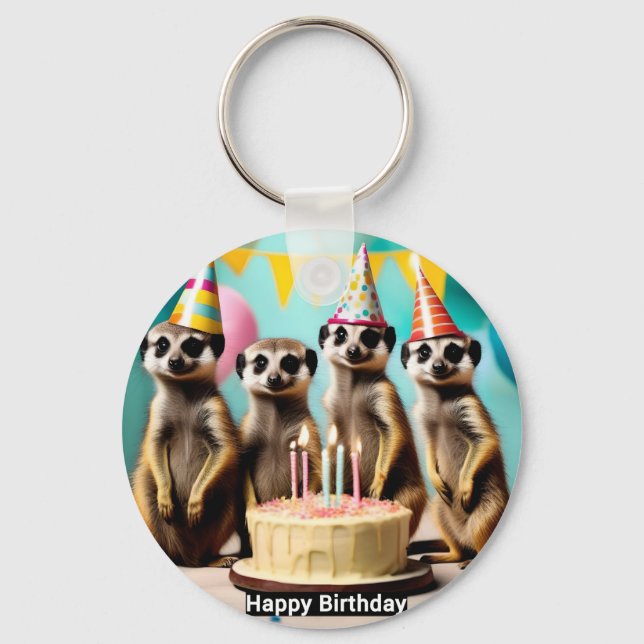 Happy Meerkat Birthday,  Key Ring (Front)