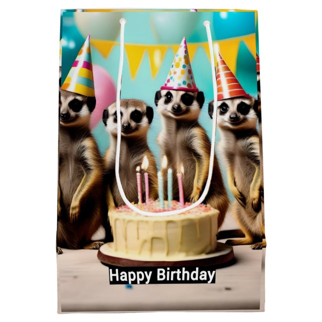 Happy Meerkat Birthday,  Medium Gift Bag (Back)