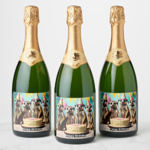 Happy Meerkat Birthday,  Sparkling Wine Label