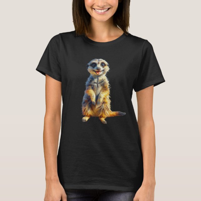 Happy Meerkat T-Shirt Oil Painting Style (Front)