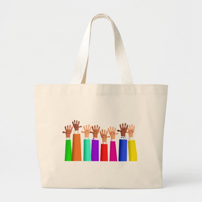 Happy Meeting Large Tote Bag (Front)