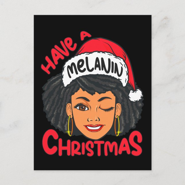 Happy Melanin Christmas Merry X-mas Black Sista Holiday Postcard (Front)