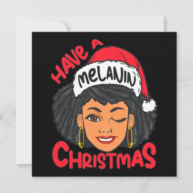 Happy Melanin Christmas Merry X-mas Black Sista Invitation (Front)