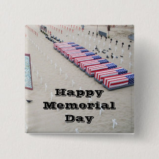 HAPPY MEMORIAL DAY 15 CM SQUARE BADGE