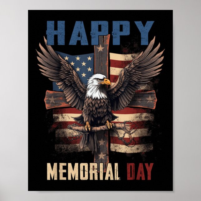Happy Memorial Day 4th Of July American Flag Patri Poster (Front)