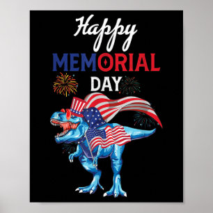 Happy Memorial Day 4th Of July Dinosaur Firework U Poster