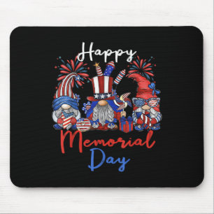 Happy Memorial Day 4th Of July With Usa Flag Mouse Pad