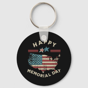 Happy Memorial Day American Flag Memorial Day 4th Key Ring