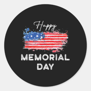 Happy Memorial Day Elegant Design  Classic Round Sticker