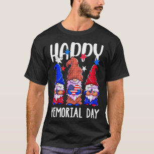 Happy memorial day gnome usa flag american patriot T-Shirt