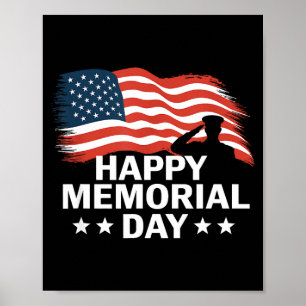 Happy memorial day, patriotic flag veteransHappy m Poster