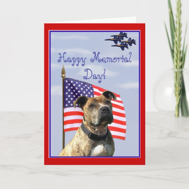 Happy Memorial Day Pitbull greeting card (Front)
