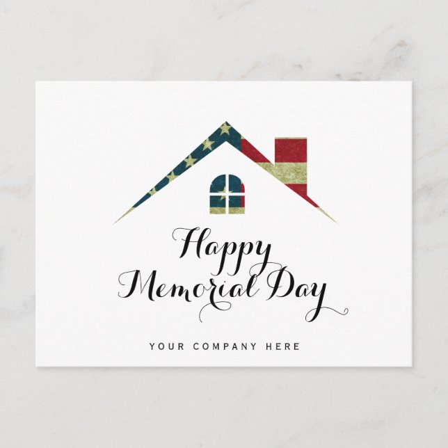Happy Memorial Day Real Estate House  Postcard (Front)