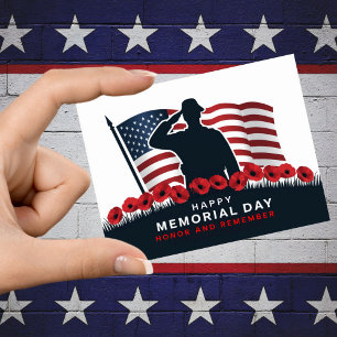 Happy Memorial Day Red Poppies Military Postcard