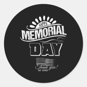 Happy Memorial Day Thank You Gift Classic Round Sticker