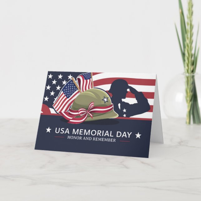 Happy Memorial Day USA Flag Military Card (Front)