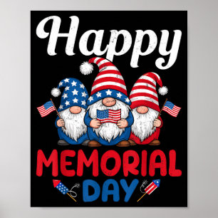 Happy memorial day usa flag patriotic gnomies 4thH Poster