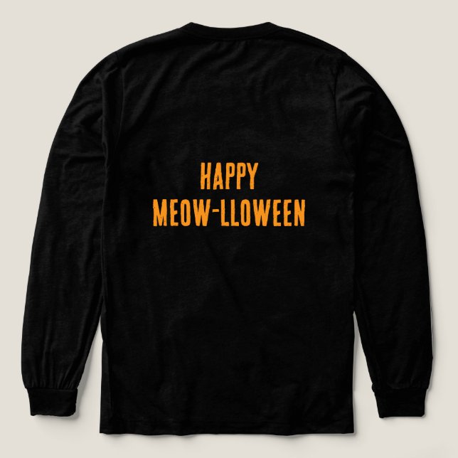 Happy Meow-lloween Long Sleeved T shirt (Design Back)