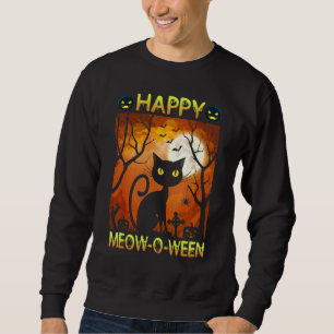 Happy Meow O N Halloween Costume Black Cat Scary H Sweatshirt