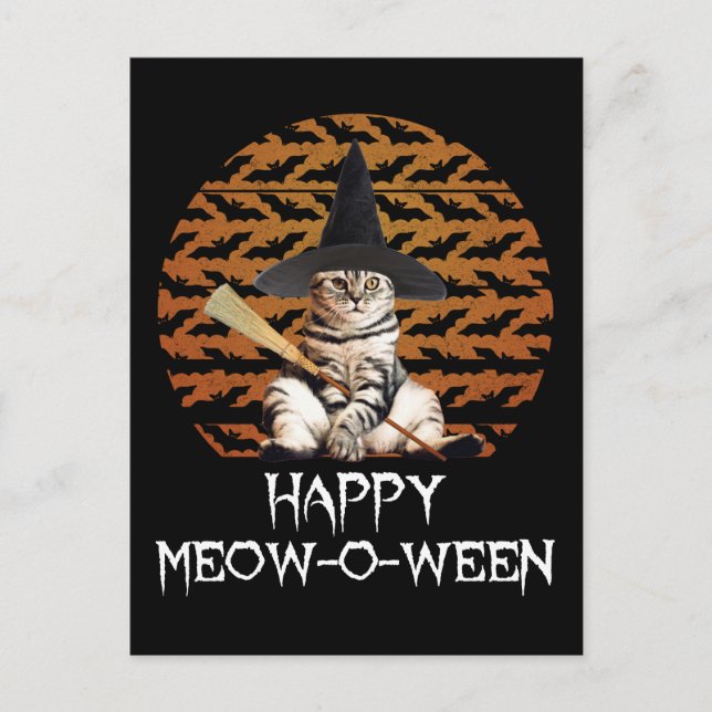 Happy Meow-o-ween Postcard (Front)