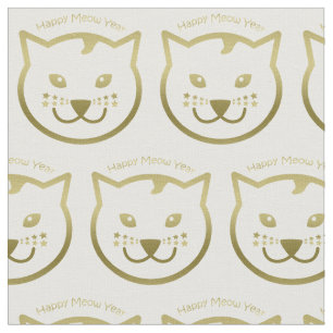 Happy Meow Year - Custom background colour Fabric