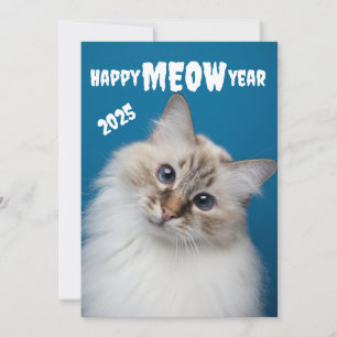 Happy MEOW Year Cute cat Holiday card