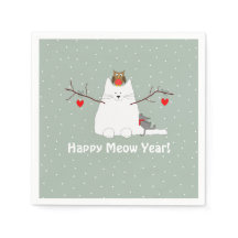 'Happy Meow Year!' Snowcat