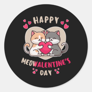 Happy Meowalentine's Day Single Girls Love Cat Hol Classic Round Sticker