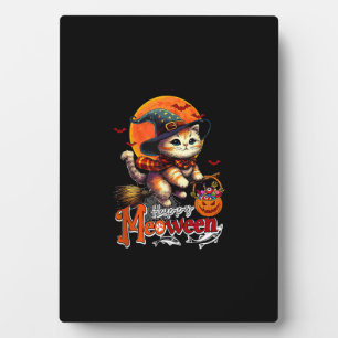 Happy Meoween Halloween Cat Cosplay Witch Costume Plaque