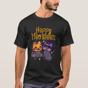 Happy Meoween Witch Cats Cute Halloween T-Shirt