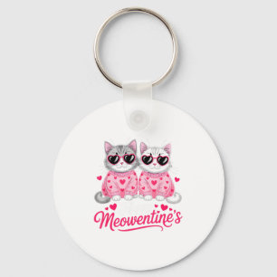 Happy Meowentine’s Cute Romantic Cats Couple Valen Key Ring