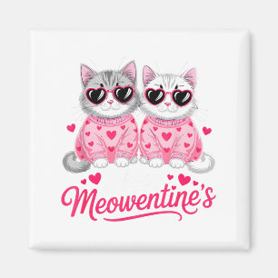 Happy Meowentine’s Cute Romantic Cats Couple Valen Magnet