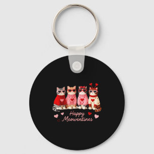 Happy Meowentines Cute Cat Valentine Love Crochet  Key Ring