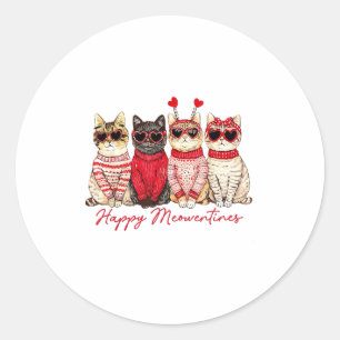 Happy Meowentines Cute Valentine Cat Lovers Girls Classic Round Sticker