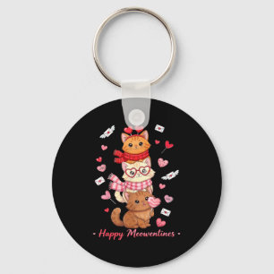 Happy Meowentines Cute Valentine Cat Lovers Key Ring
