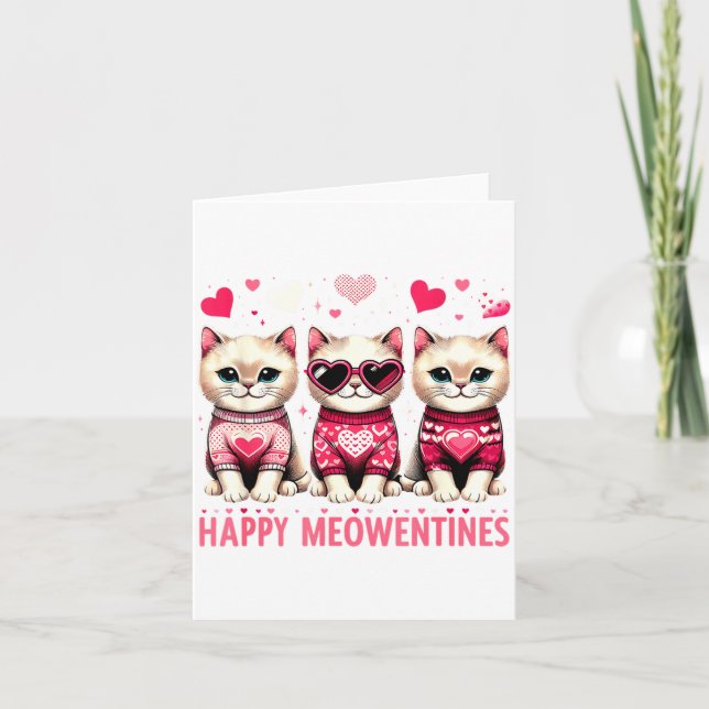 Happy Meowentines Cute Valentine Cats Love Funny M Card (Front)