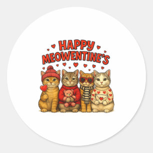 Happy Meowentines Cute Valentine Cats Love Women M Classic Round Sticker