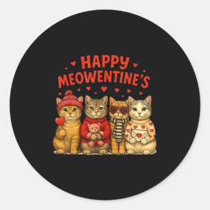 Happy Meowentines Cute Valentine Cats Love Women M Classic Round Sticker